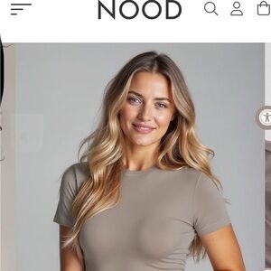 NOOD Taupe Short Sleeve Crewneck Tee with built in bra  Size:M; NWT